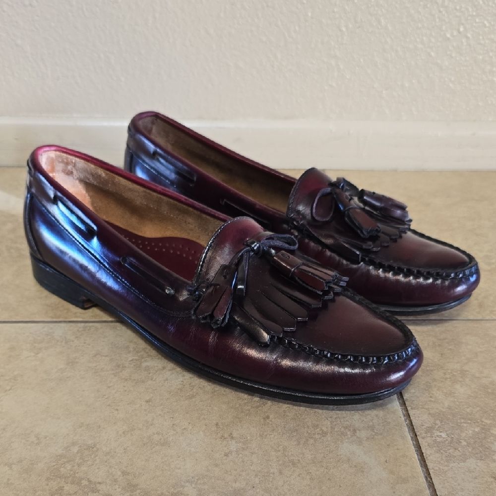Cole Haan Maroon Leather Tassel Loafers
